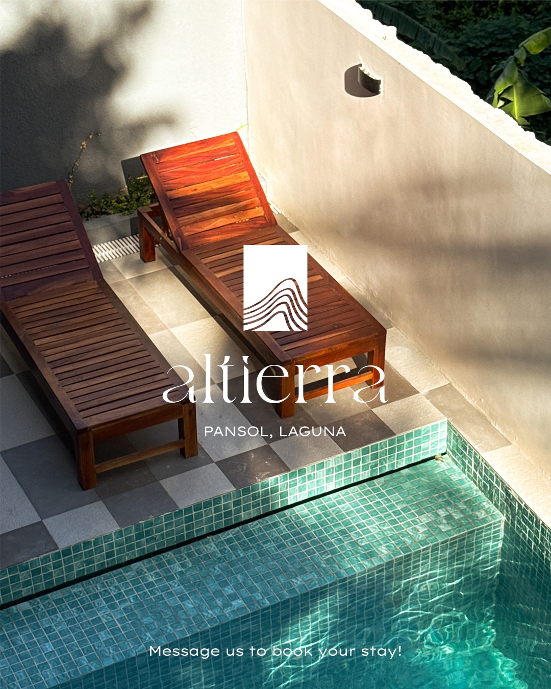 Altierra pool with wooden loungers
